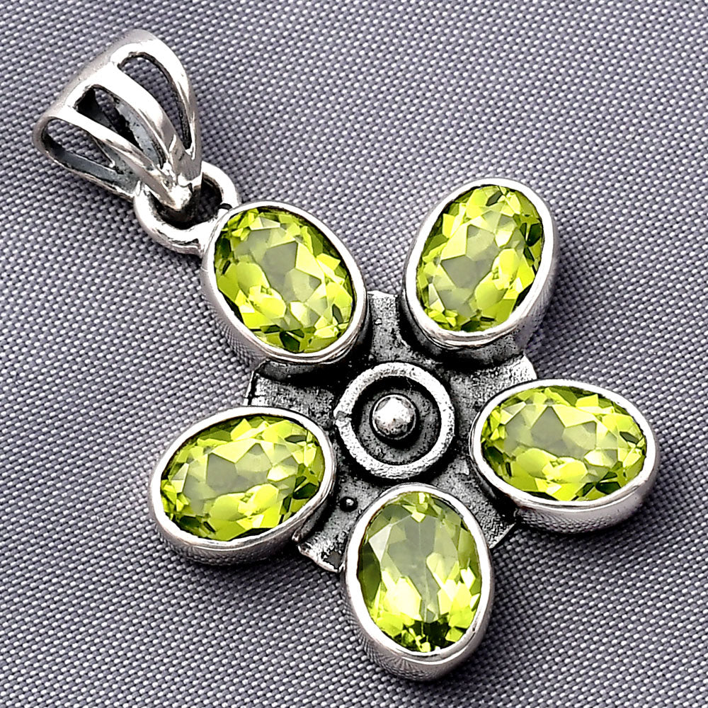 925 Sterling Silver Natural Gemstone Flower Pendant Handmade Jewelry DGP1013 P-1024