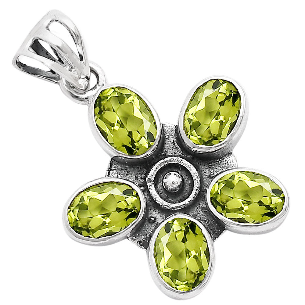 925 Sterling Silver Natural Gemstone Flower Pendant Handmade Jewelry DGP1013 P-1024