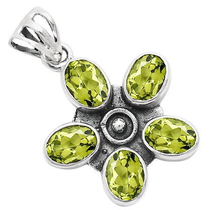 925 Sterling Silver Natural Gemstone Flower Pendant Handmade Jewelry DGP1013 P-1024