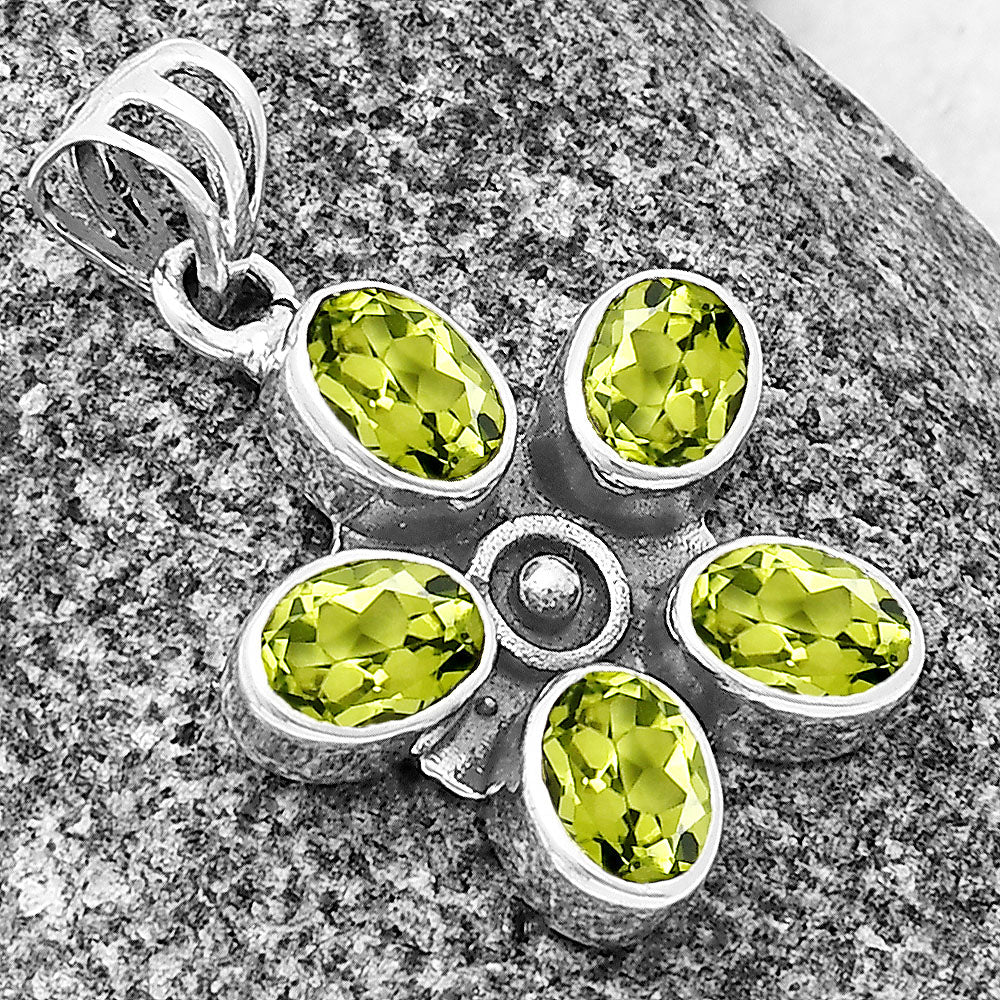 925 Sterling Silver Natural Gemstone Flower Pendant Handmade Jewelry DGP1013 P-1024