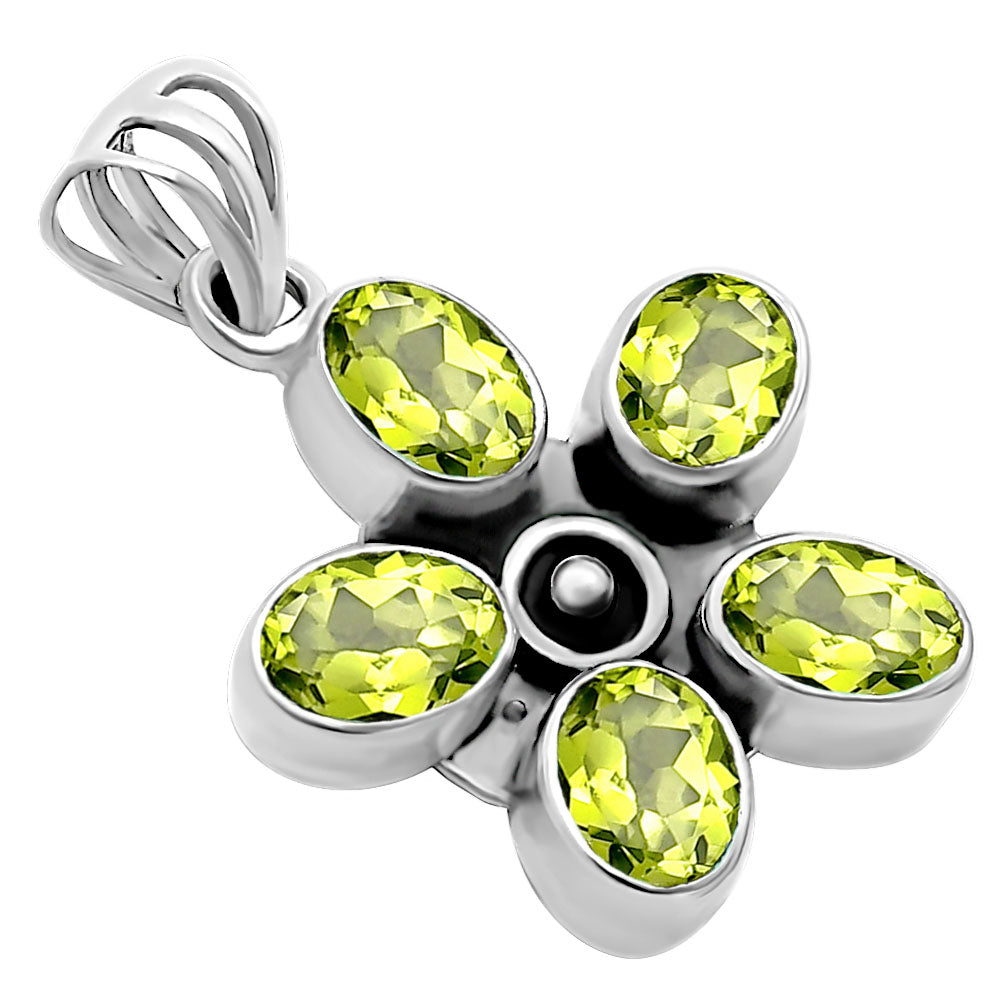 925 Sterling Silver Natural Gemstone Flower Pendant Handmade Jewelry DGP1013 P-1024