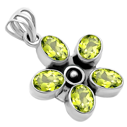 925 Sterling Silver Natural Gemstone Flower Pendant Handmade Jewelry DGP1013 P-1024