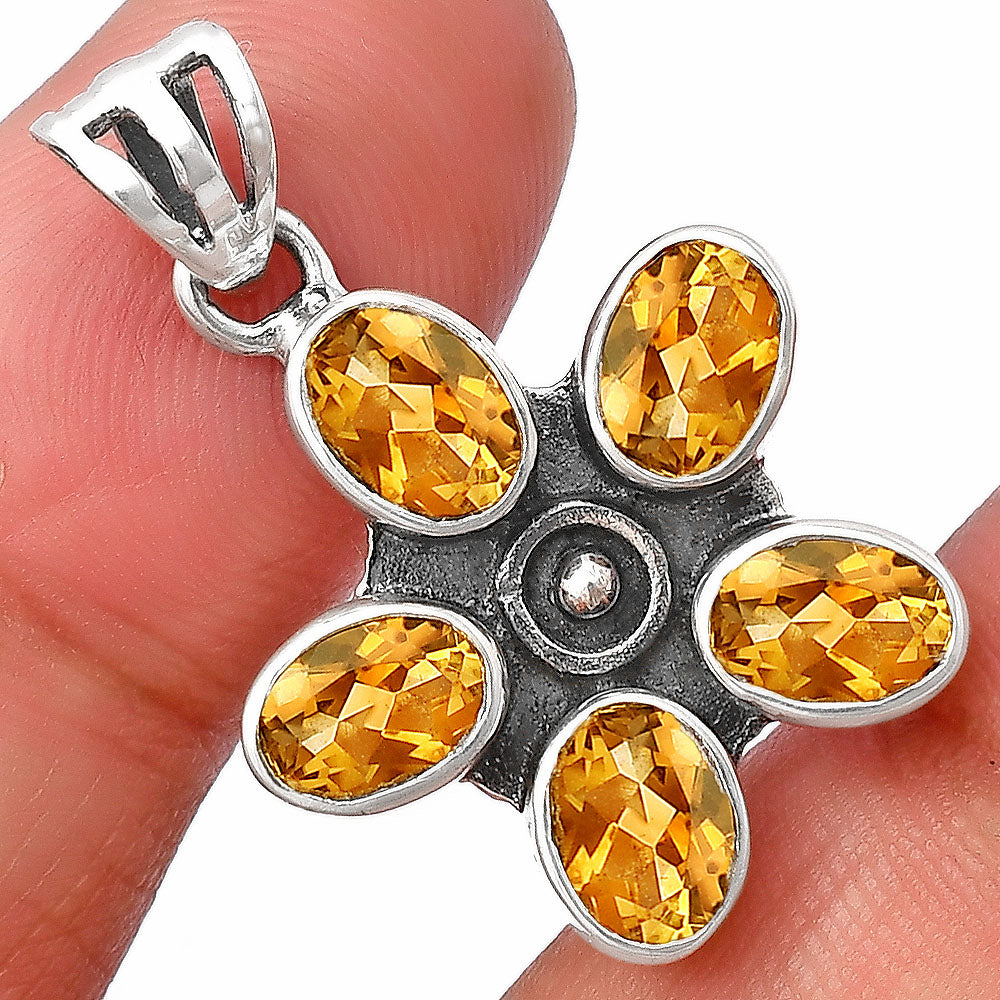 925 Sterling Silver Natural Gemstone Flower Pendant Handmade Jewelry DGP1013 P-1024