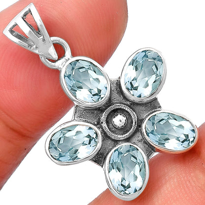 925 Sterling Silver Natural Gemstone Flower Pendant Handmade Jewelry DGP1013 P-1024
