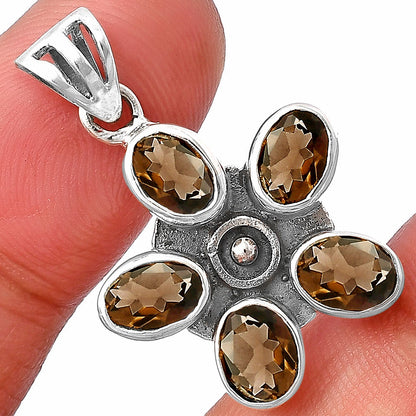 925 Sterling Silver Natural Gemstone Flower Pendant Handmade Jewelry DGP1013 P-1024