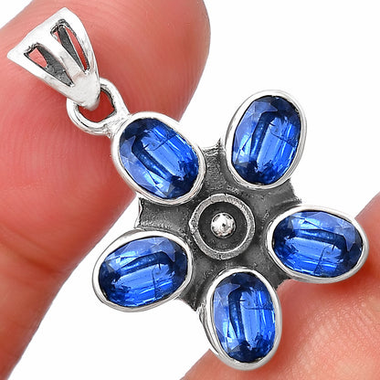 925 Sterling Silver Natural Gemstone Flower Pendant Handmade Jewelry DGP1013 P-1024