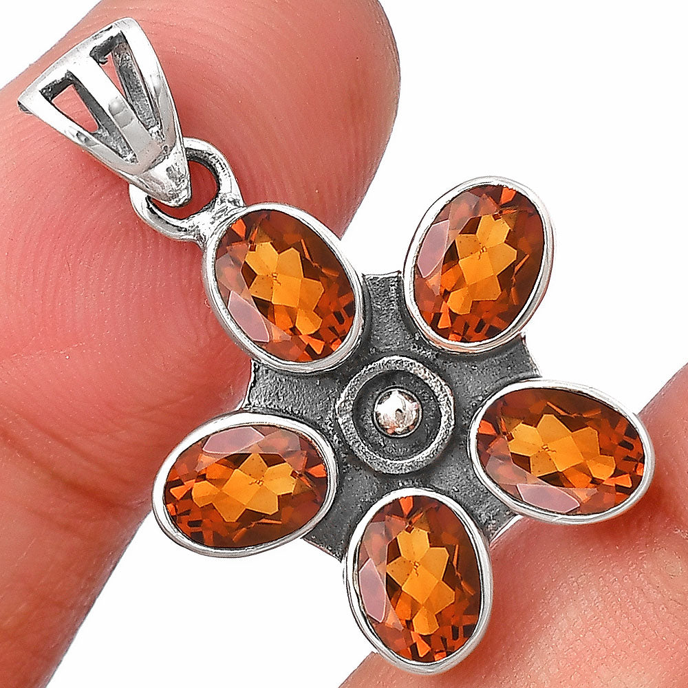 925 Sterling Silver Natural Gemstone Flower Pendant Handmade Jewelry DGP1013 P-1024