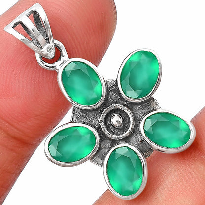 925 Sterling Silver Natural Gemstone Flower Pendant Handmade Jewelry DGP1013 P-1024