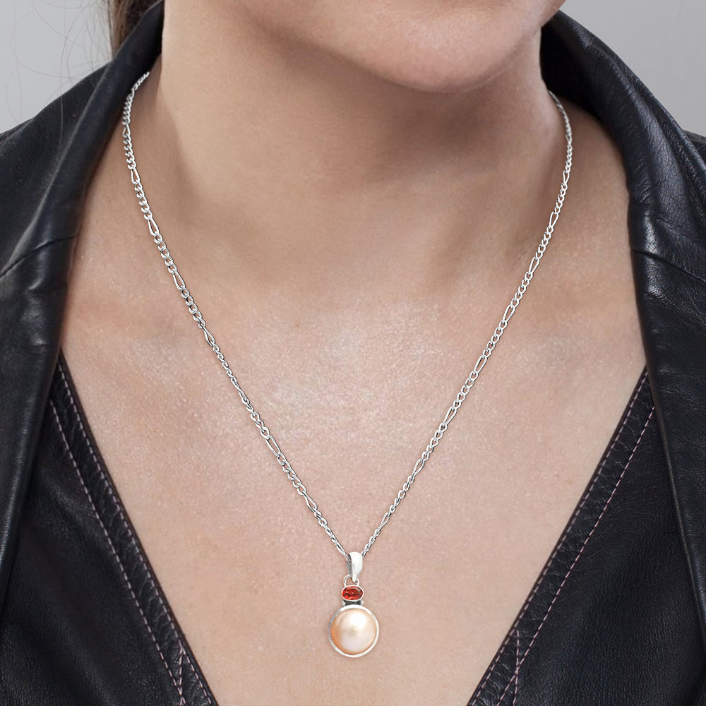Natural Pearl Pendant with Amethyst Garnet 925 Sterling Silver Jewelry DGP1015 P-1077