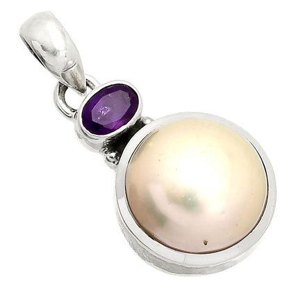 Natural Pearl Pendant with Amethyst Garnet 925 Sterling Silver Jewelry DGP1015 P-1077