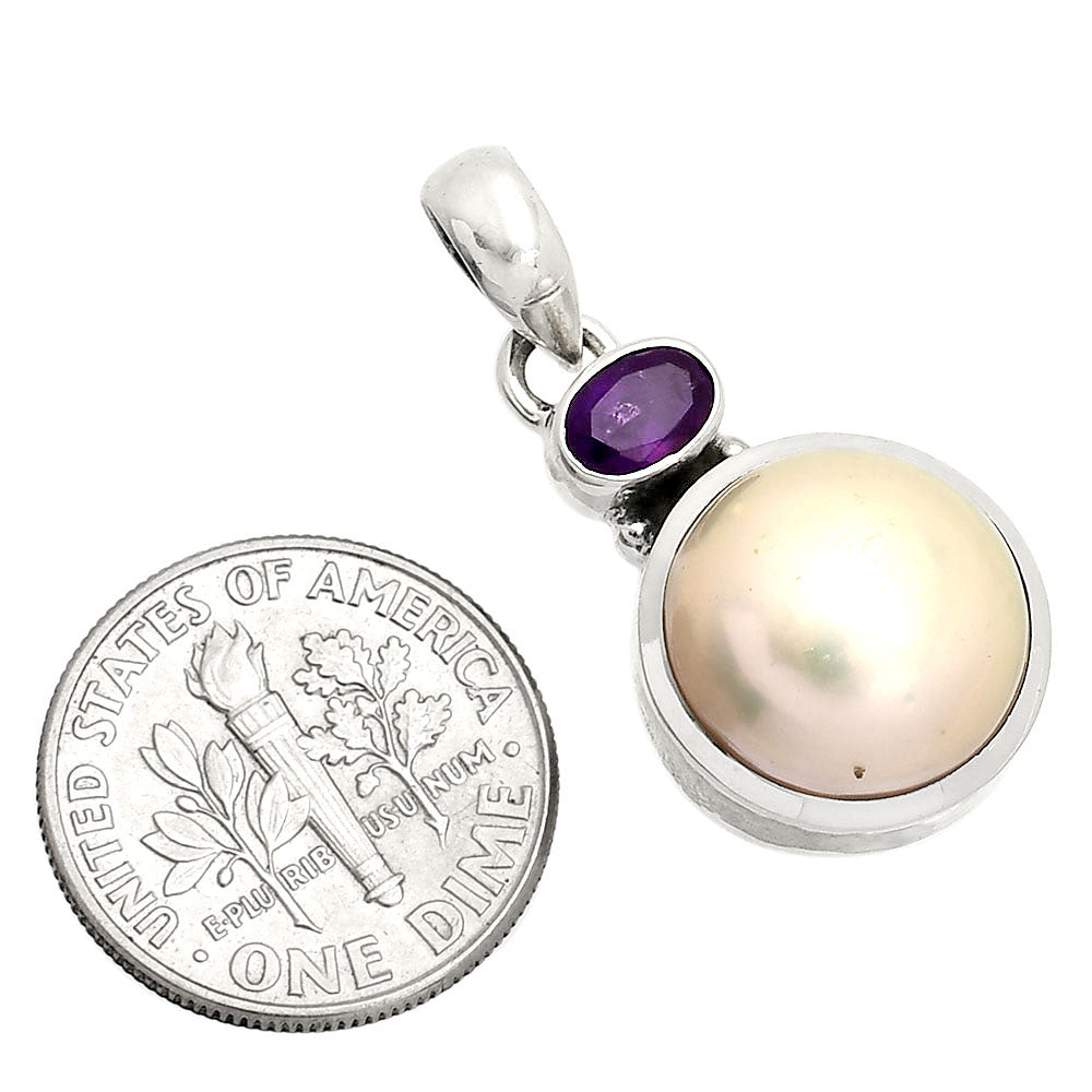 Natural Pearl Pendant with Amethyst Garnet 925 Sterling Silver Jewelry DGP1015 P-1077