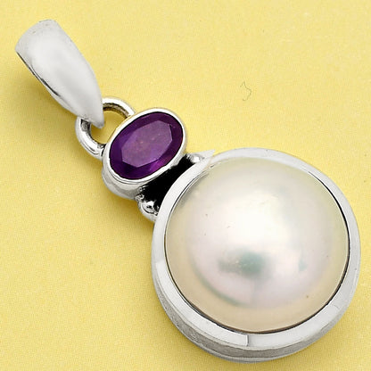 Natural Pearl Pendant with Amethyst Garnet 925 Sterling Silver Jewelry DGP1015 P-1077