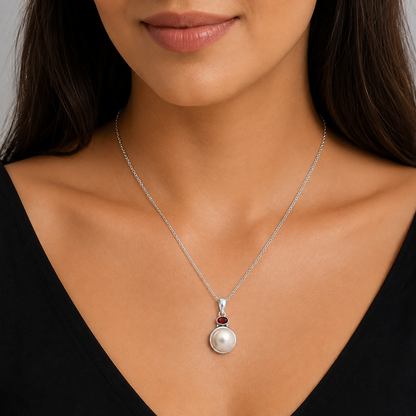 Natural Pearl Pendant with Amethyst Garnet 925 Sterling Silver Jewelry DGP1015 P-1077