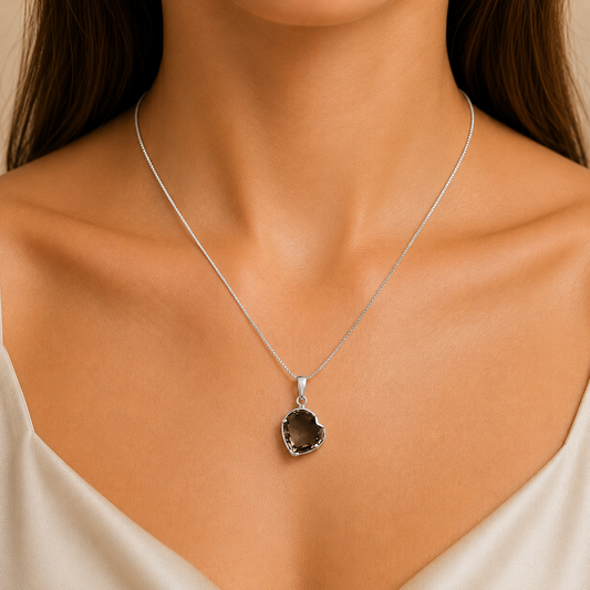 925 Sterling Silver Heart Natural Gemstone Pendant Handmade Fine Jewelry DGP1017 P-1043