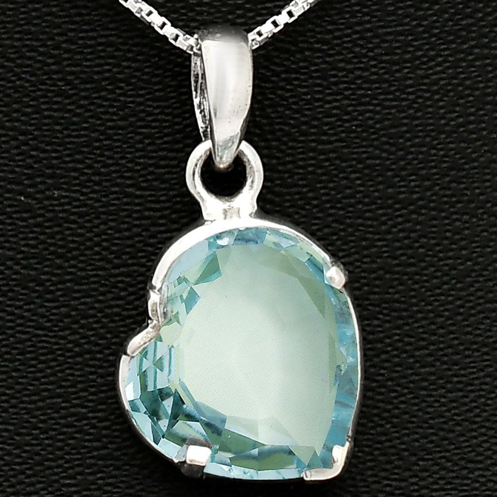 925 Sterling Silver Heart Natural Gemstone Pendant Handmade Fine Jewelry DGP1017 P-1043