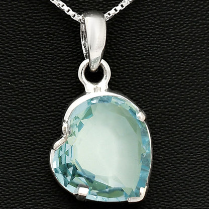 925 Sterling Silver Heart Natural Gemstone Pendant Handmade Fine Jewelry DGP1017 P-1043