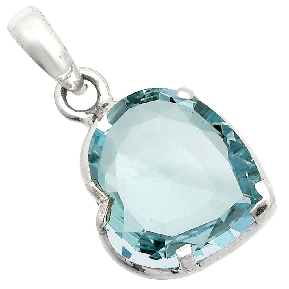925 Sterling Silver Heart Natural Gemstone Pendant Handmade Fine Jewelry DGP1017 P-1043
