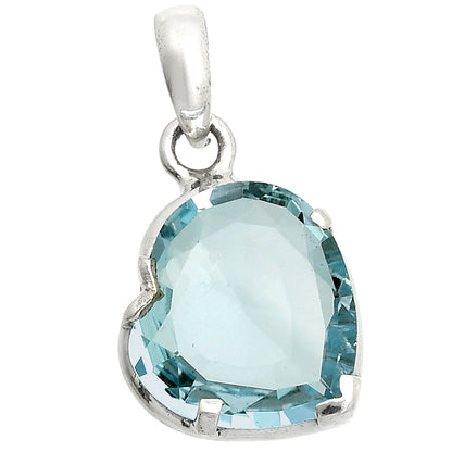 925 Sterling Silver Heart Natural Gemstone Pendant Handmade Fine Jewelry DGP1017 P-1043