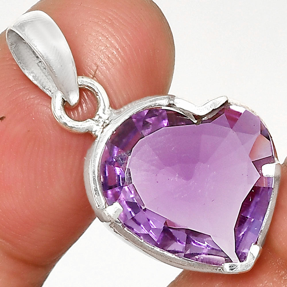 925 Sterling Silver Heart Natural Gemstone Pendant Handmade Fine Jewelry DGP1017 P-1043