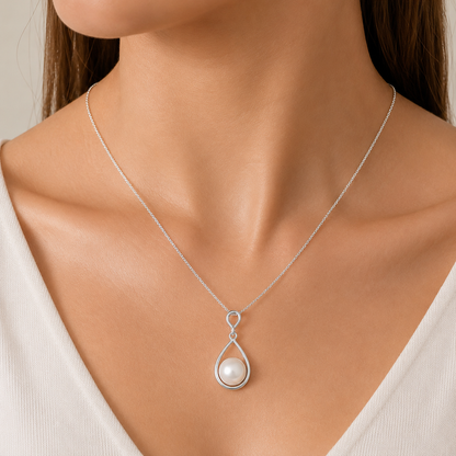 925 Sterling Silver Teardrop Natural Pearl Pendant Handmade Fine Jewelry DGP1018 P-1734