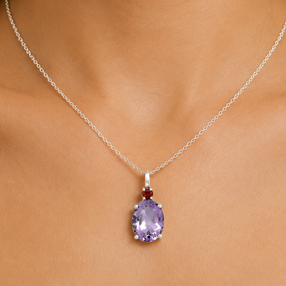 925 Silver Oval Natural Double Gemstone Pendant Handmade Fine Jewelry DGP1020 P-1113