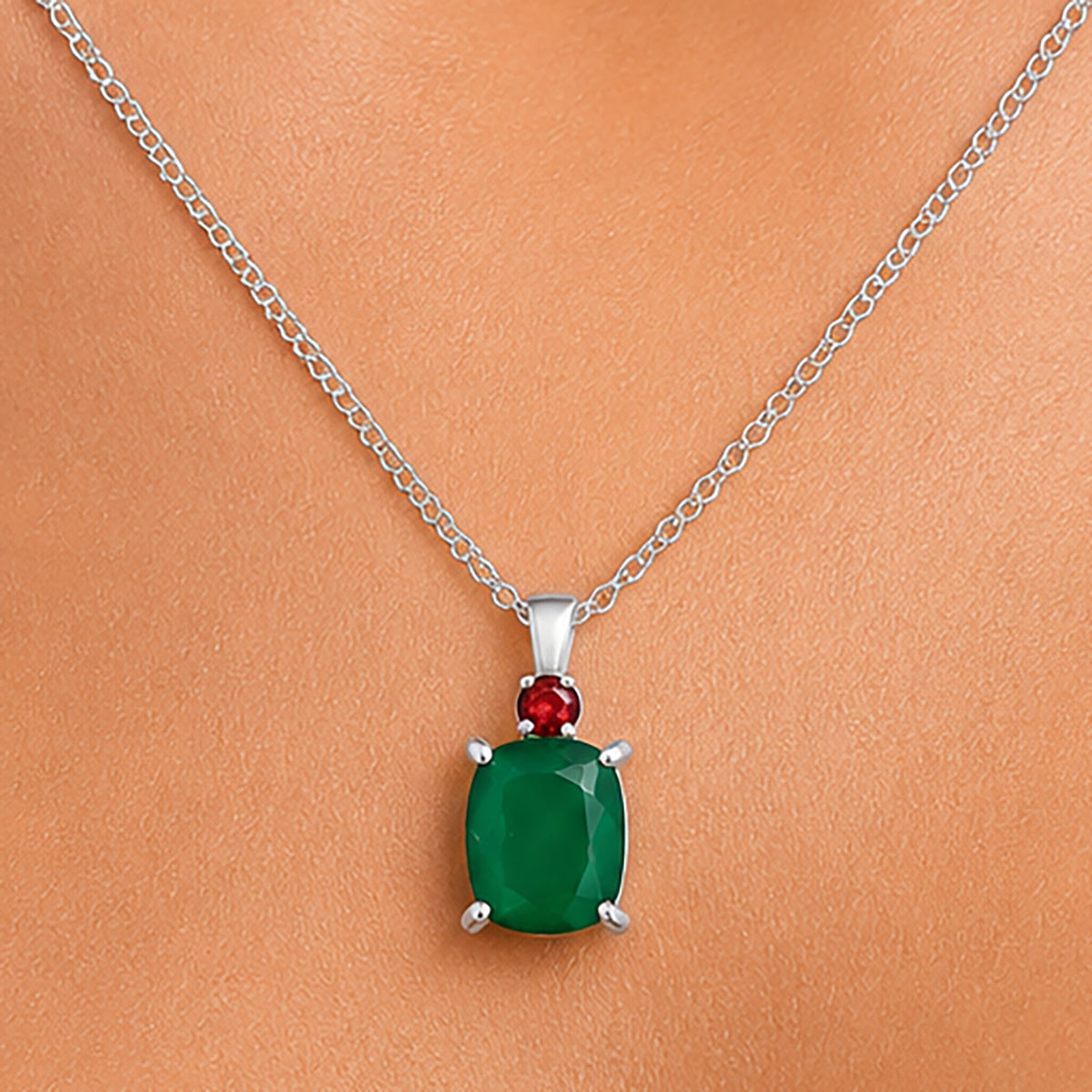 925 Silver Oval Natural Double Gemstone Pendant Handmade Fine Jewelry DGP1020 P-1113