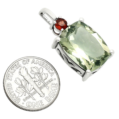 925 Silver Oval Natural Double Gemstone Pendant Handmade Fine Jewelry DGP1021 P-1113