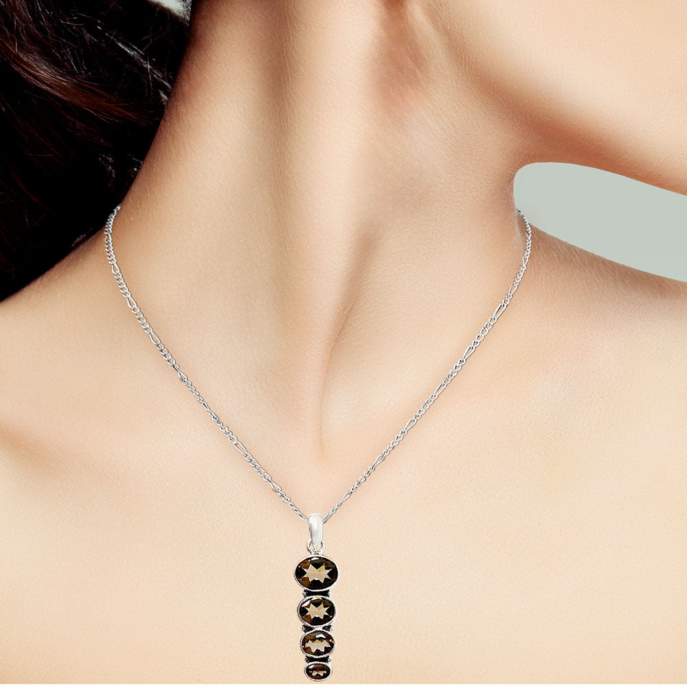 925 Silver Multi Four Stone Gemstone Oval Pendant Handmade Jewelry DGP1022 P-1119