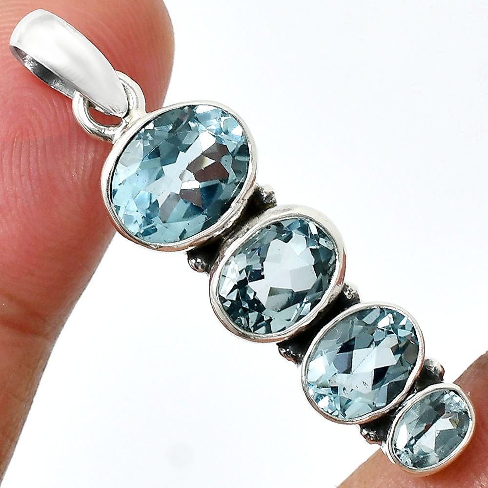 925 Silver Multi Four Stone Gemstone Oval Pendant Handmade Jewelry DGP1022 P-1119