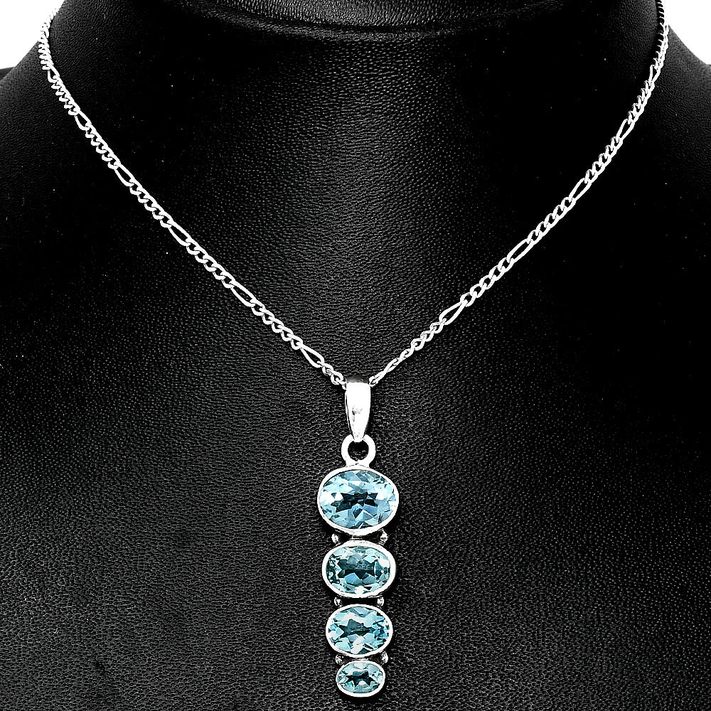 925 Silver Multi Four Stone Gemstone Oval Pendant Handmade Jewelry DGP1022 P-1119