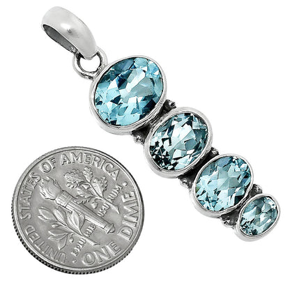 925 Silver Multi Four Stone Gemstone Oval Pendant Handmade Jewelry DGP1022 P-1119