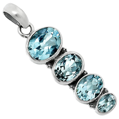 925 Silver Multi Four Stone Gemstone Oval Pendant Handmade Jewelry DGP1022 P-1119