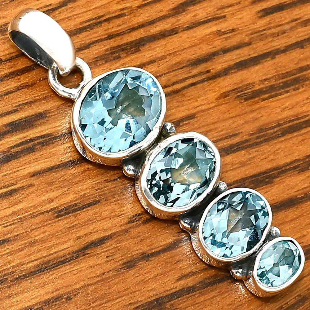 925 Silver Multi Four Stone Gemstone Oval Pendant Handmade Jewelry DGP1022 P-1119