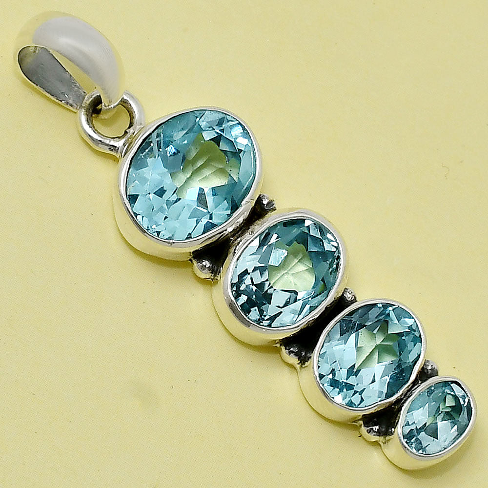 925 Silver Multi Four Stone Gemstone Oval Pendant Handmade Jewelry DGP1022 P-1119