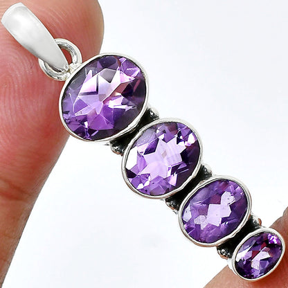 925 Silver Multi Four Stone Gemstone Oval Pendant Handmade Jewelry DGP1022 P-1119