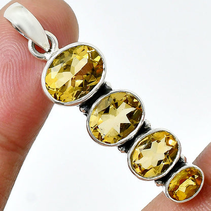 925 Silver Multi Four Stone Gemstone Oval Pendant Handmade Jewelry DGP1022 P-1119