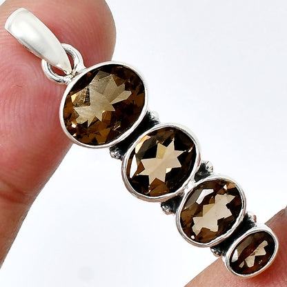 925 Silver Multi Four Stone Gemstone Oval Pendant Handmade Jewelry DGP1022 P-1119