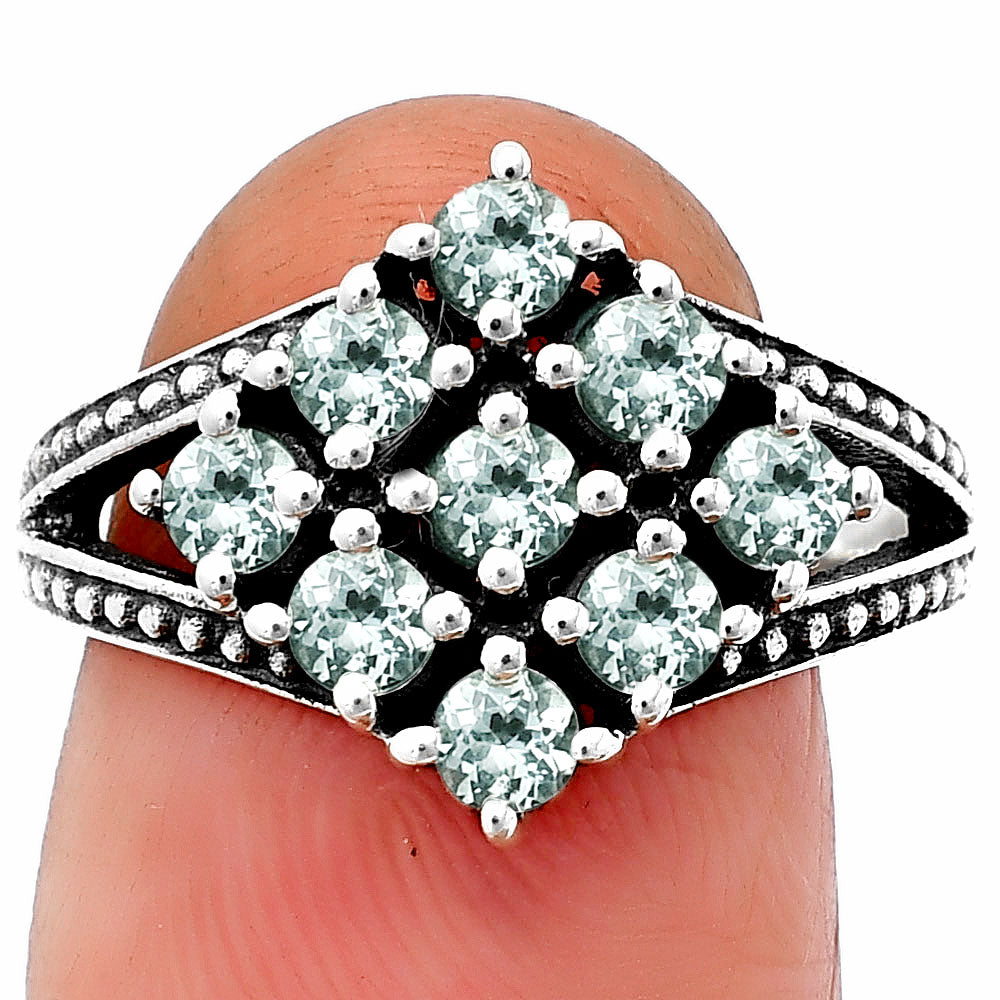 925 Silver Multi Round Gemstone Square Cluster Ring Handmade Jewelry DGR1106 R-1018