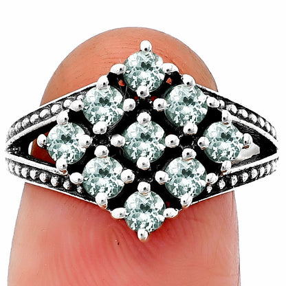 925 Silver Multi Round Gemstone Square Cluster Ring Handmade Jewelry DGR1106 R-1018