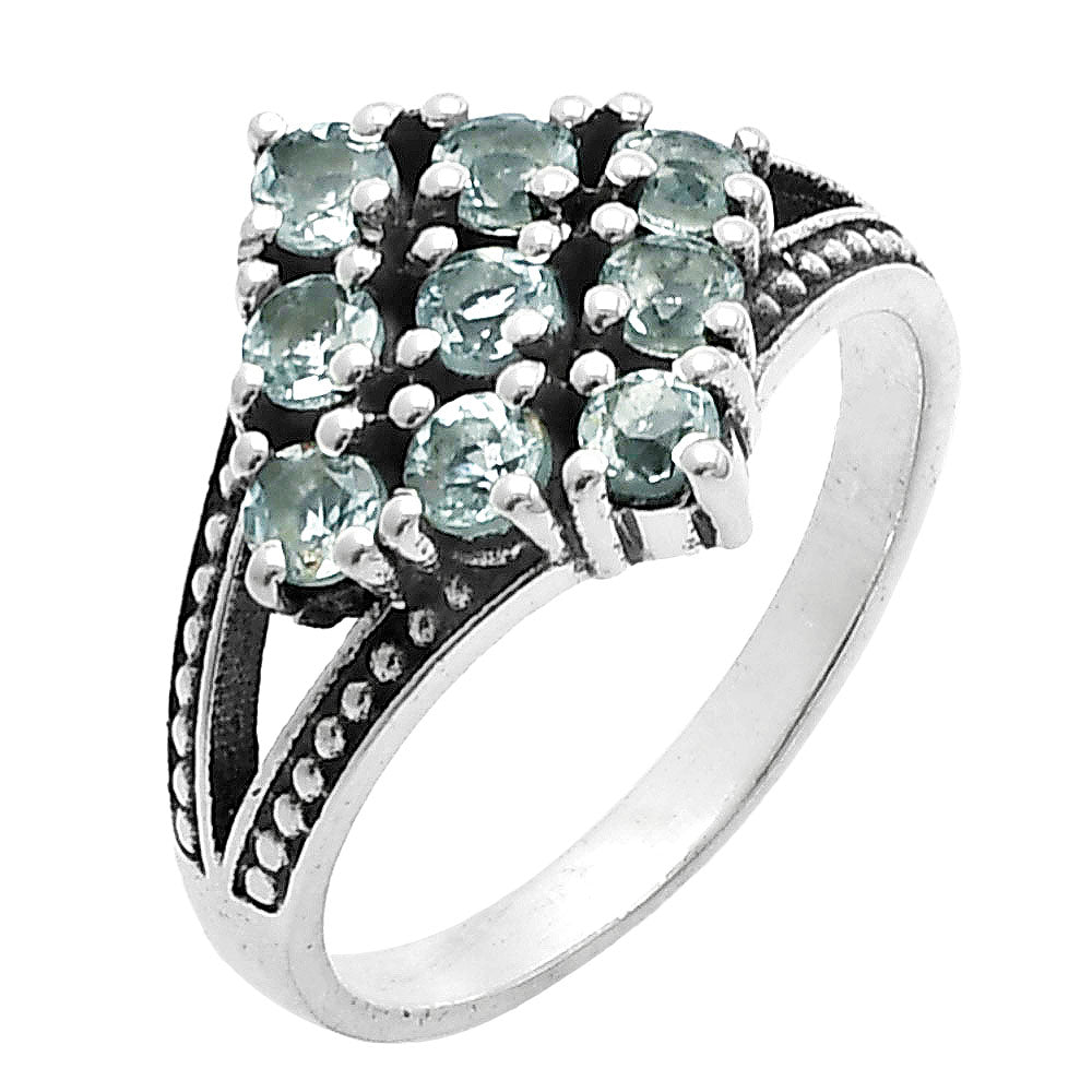 925 Silver Multi Round Gemstone Square Cluster Ring Handmade Jewelry DGR1106 R-1018