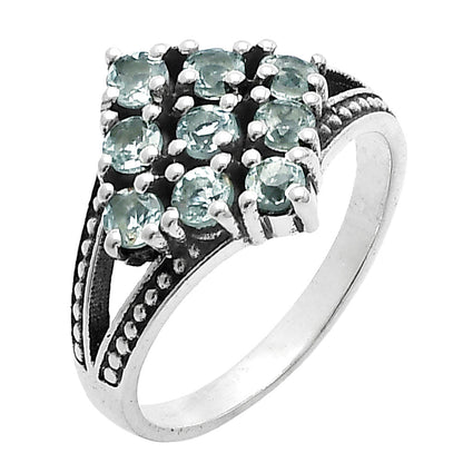 925 Silver Multi Round Gemstone Square Cluster Ring Handmade Jewelry DGR1106 R-1018