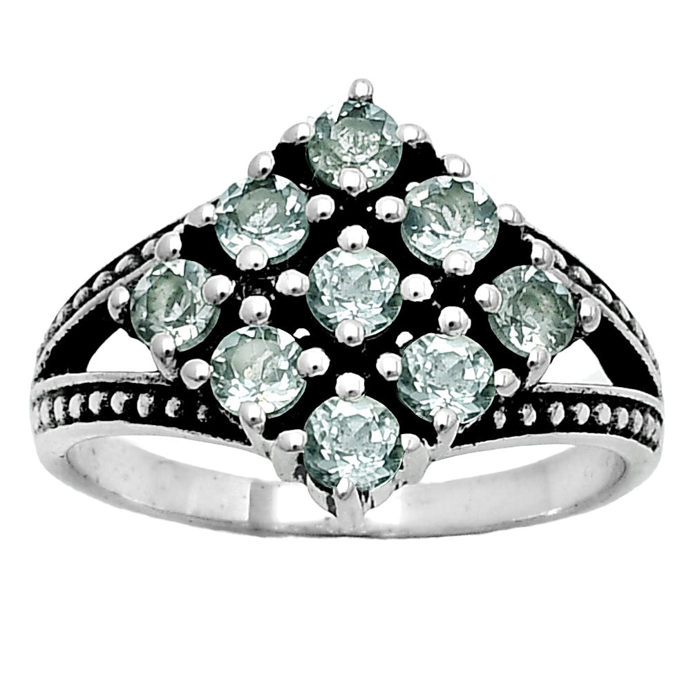 925 Silver Multi Round Gemstone Square Cluster Ring Handmade Jewelry DGR1106 R-1018