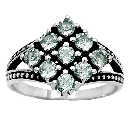 925 Silver Multi Round Gemstone Square Cluster Ring Handmade Jewelry DGR1106 R-1018