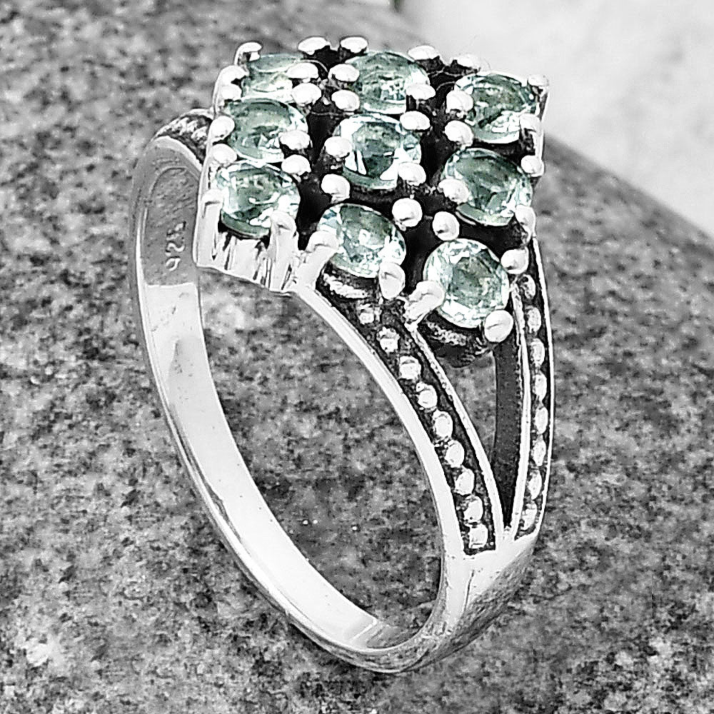 925 Silver Multi Round Gemstone Square Cluster Ring Handmade Jewelry DGR1106 R-1018