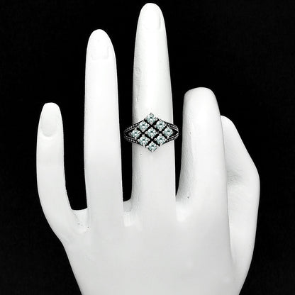 925 Silver Multi Round Gemstone Square Cluster Ring Handmade Jewelry DGR1106 R-1018