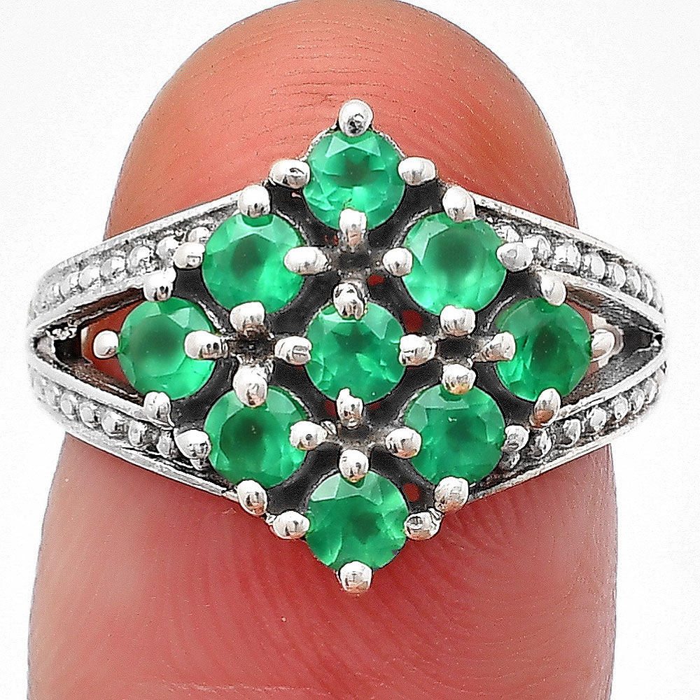 925 Silver Multi Round Gemstone Square Cluster Ring Handmade Jewelry DGR1106 R-1018