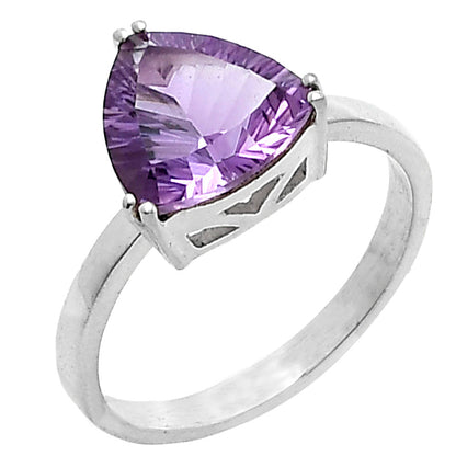 Elegant Trillion Purple Amethyst Gemstone Ring in 925 Sterling Silver DGR1109 R-1020