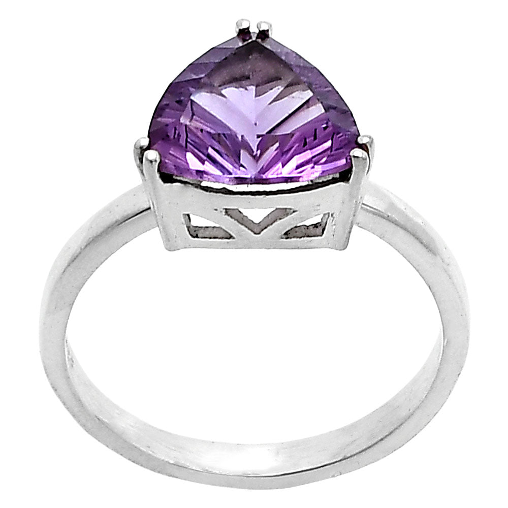 Elegant Trillion Purple Amethyst Gemstone Ring in 925 Sterling Silver DGR1109 R-1020