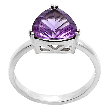 Elegant Trillion Purple Amethyst Gemstone Ring in 925 Sterling Silver DGR1109 R-1020
