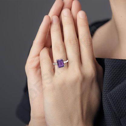 925 Silver Rectangle Step Cut Gemstone Ring Handmade Sterling Jewelry DGR1110 R-1020